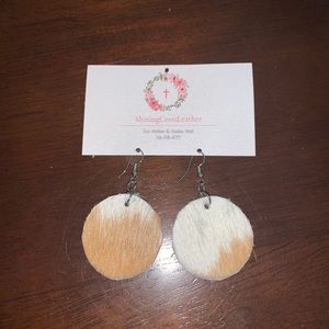 Handmade cowhide circle earrings